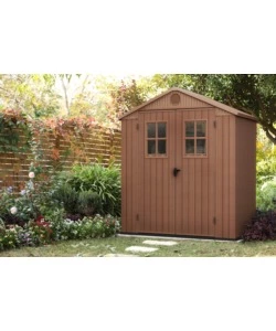 CASETTA DA GIARDINO KETER "DARWIN 6x4" IN EVOTECH+ COLORE MARRONE CON PORTA BATTENTE DOPPIA 190X122X221 CM